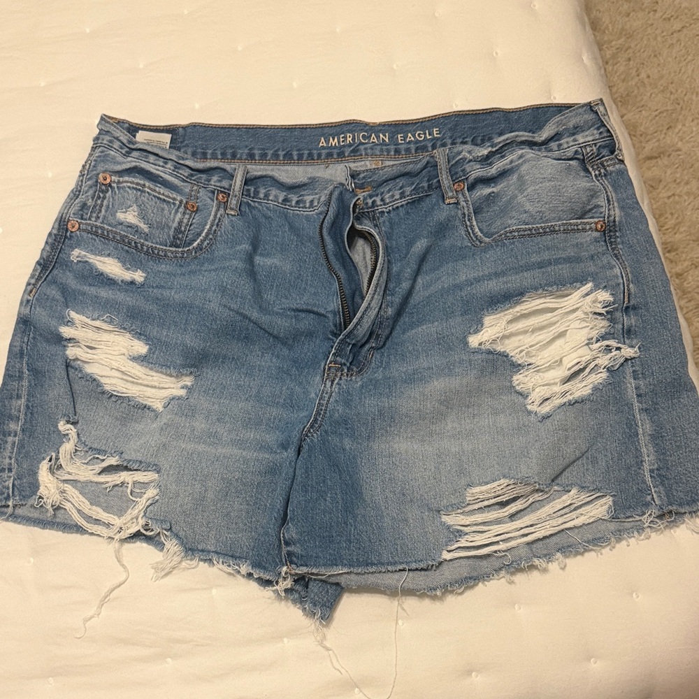 American Eagle Outfitters Light Blue Ripped Jean Shorts